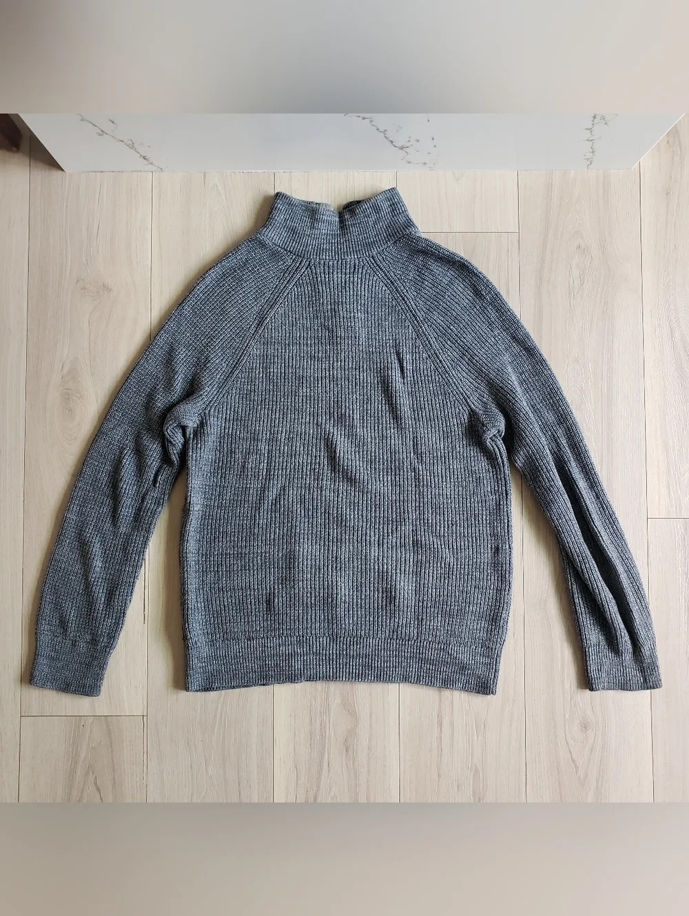 Banana Republic Gray Ribbed Zip-Button Mock Neck Sweater - Picture 5 of 5